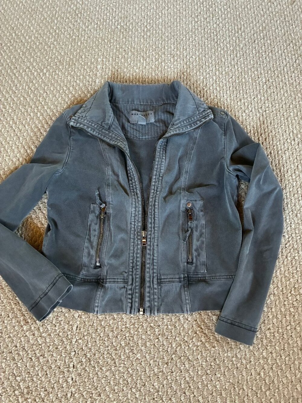 Marrakech Size - M Petite - Gray Moto Jacket Y2K Grunge Indie Sleeze